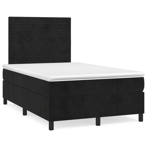 vidaXL Boxspring posteľ s matracom a LED, čierna 120x190 cm, zamat