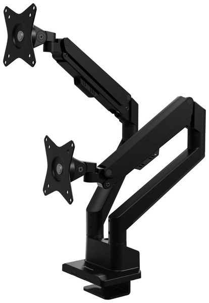 AROZZI ALZARE NEO DUO Black/ stolní držák pro 2 monitory/ plynový píst/ kovový/ černý Držák, VESA, stolní, pro 2 monitory, náklon -90°, otácení 180°, rotace 360°, nosnost 18kg (9kg/monitor), cerný
