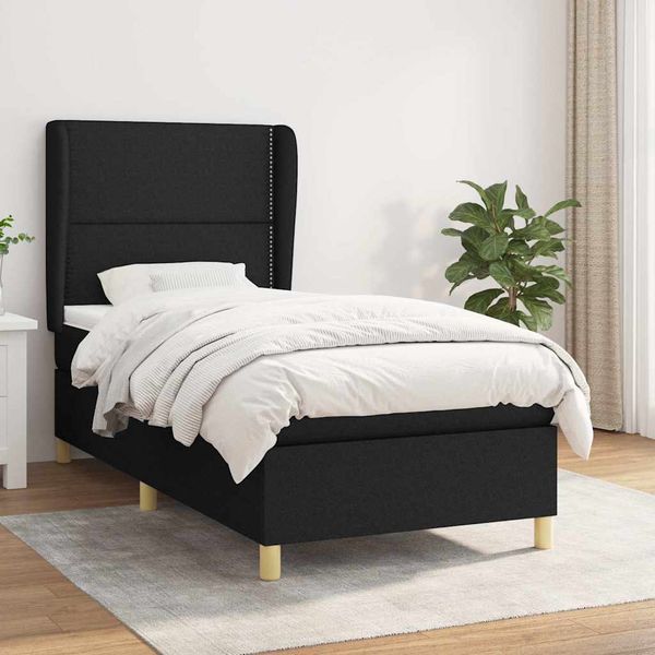 vidaXL Boxspring posteľ s matracom čierna 100x200 cm látka