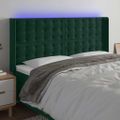 vidaXL Čelo postele s LED tmavozelené 163x16x118/128 cm zamat