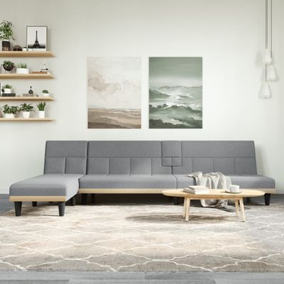 vidaXL Pohovka v tvare L bledosivá 255x140x70 cm látka