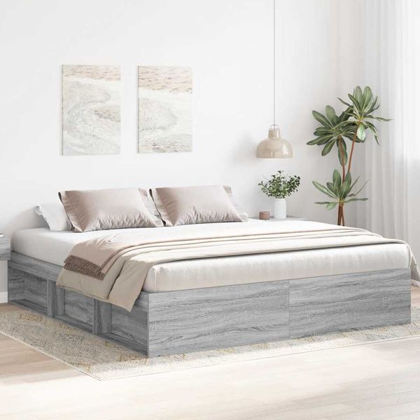 VidaXL Rám postele sivý sonoma 180x200 cm Super King Size