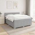 vidaXL LED boxspring posteľ s matracom Svetlosivá 140 x 200 cm Látka