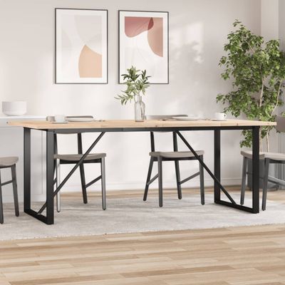 vidaXL Jedálenský stolík v tvare O 200x100x75,5 cm borovica a oceľ