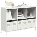 vidaXL Komoda biela 101,5x39x73,5 cm oceľ valcovaná za studena