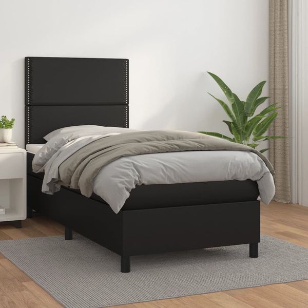 vidaXL Boxspring posteľ s matracom čierny 90x190 cm umelá koža