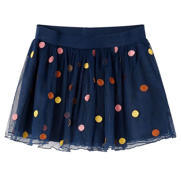 Detská tylová sukňa s polka bodkami námornícka modrá 116