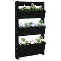 vidaXL Nástenný kvetináč 3-pos. 60x18,5x110 cm čierny masívna borovica