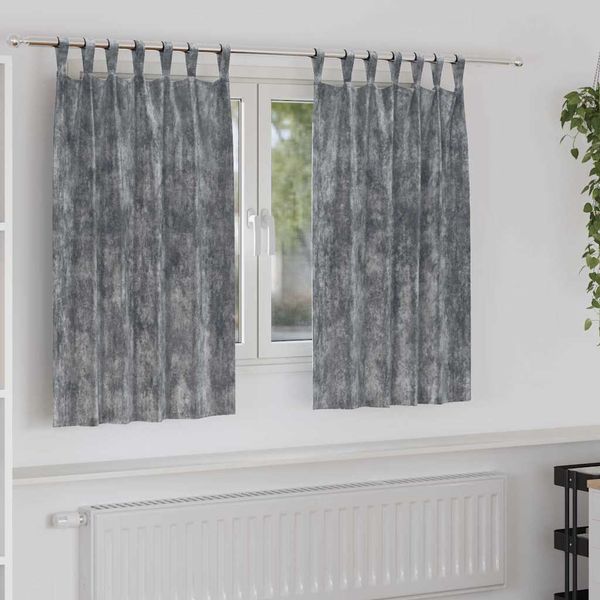 vidaXL Sametové závesy so záclonami 2 pcs Sivá 140 x 140 cm Zamat
