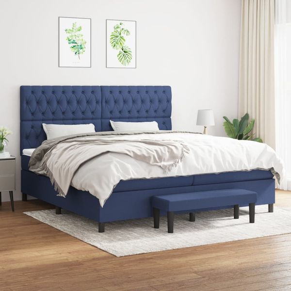 vidaXL Boxspring posteľ s matracom modrá 200x200 cm látka