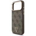 Púzdro Guess Magsafe 4G PU Leather Case s trojuholníkovým logom a zlatým kovovým rámom fotoaparátu pre iPhone 17 Pro Max čierna