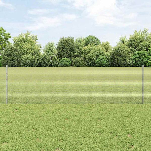 vidaXL Zváraný drôtový plot s podperou 25 x 0,6 m Strieborná Sieťovina