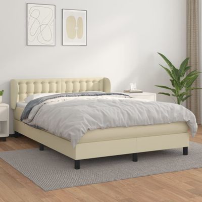 vidaXL Boxspring posteľ s matracom krémová 140x190 cm umelá koža