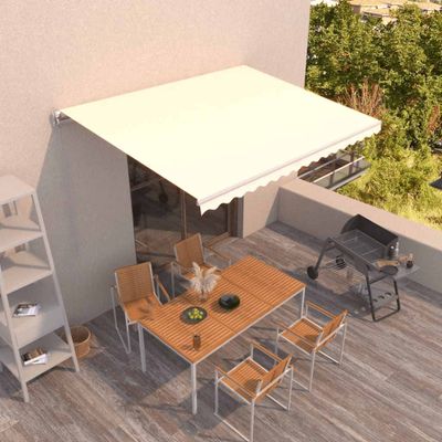 vidaXL Manuálne zaťahovacia markíza 400x300 cm krémová