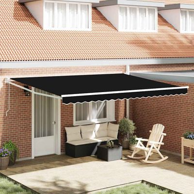vidaXL Sklopná markíza Čierna 450 × 300 cm Polyester a kov