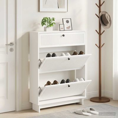 vidaXL Skriňa na topánky EDE 78 x 24 x 103 cm Kompozitné drevo Biela