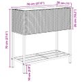 vidaXL Záhradné kvetináče s policou 2ks hnedé 70x28x70 cm polyratan