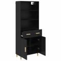vidaXL Highboard Čierny dub 69,5 x 32,5 x 180 cm Kompozitné drevo