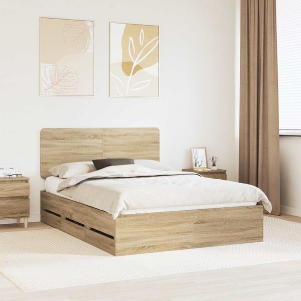 vidaXL Rám postele Sonoma dub 140 x 200 cm Inžinierske drevo