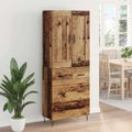 vidaXL Highboard Staré drevo 69,5 x 34 x 180 cm Kompozitné drevo
