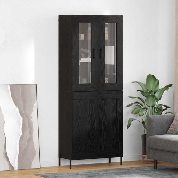 vidaXL Highboard Čierny dub 69,5 x 34 x 180 cm Kompozitné drevo