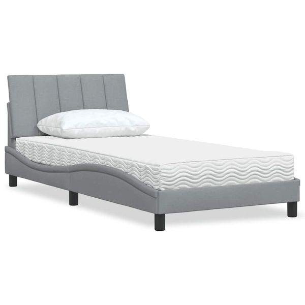 vidaXL Posteľ s matracom Hanko bledosivá 100x200 cm látka