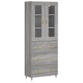 vidaXL Vysoká skrinka sivý dub sonoma 69,5x34x180 cm spracované drevo