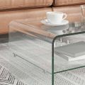 vidaXL Konferenčný stolík priehľadný 98x45x31 cm tvrdené sklo