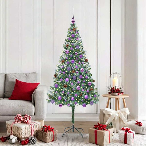 vidaXL Umelý vianočný stromček s 300 LED-i Zelená 180 cm PVC a oceľ
