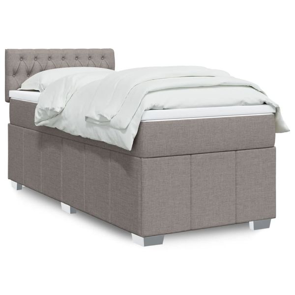 vidaXL Posteľný rám boxsping s matracom sivohnedý 90x200 cm látka