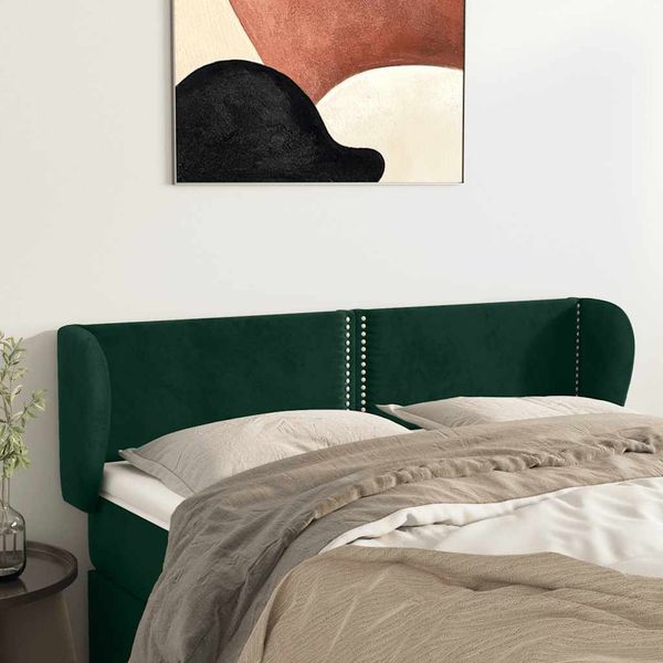 vidaXL Čelo postele so záhybmi tmavozelený 147x23x78/88 cm zamat