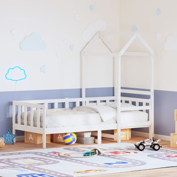 vidaXL Denná posteľ so strieškou biela 80x200 cm borovicový masív