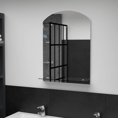 vidaXL Nástenné zrkadlo s poličkou 50x70 cm, tvrdené sklo