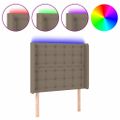vidaXL Čelo postele s LED sivohnedé 93x16x118/128 cm látka