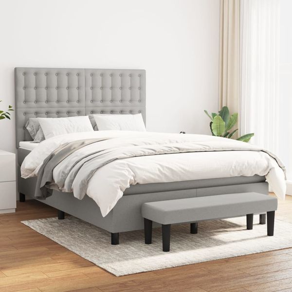 vidaXL Boxspring posteľ s matracom bledosivý 140x190 cm látka