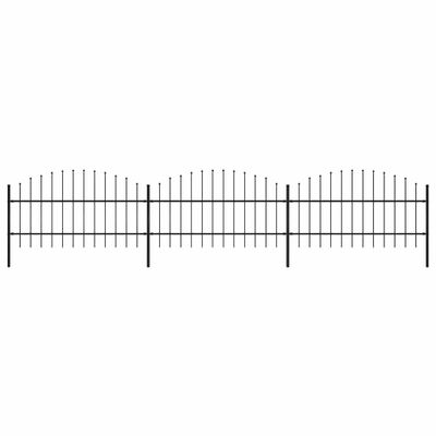 vidaXL Záhradný plot s vrchnou časťou z ocele 504x100 cm čierny