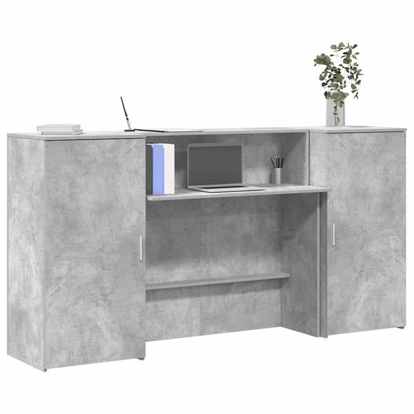 vidaXL Recepčný stôl betónovo sivý 200x50x103,5 cm kompozitné drevo