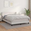 vidaXL Boxspring posteľ s matracom biela 140x200 cm umelá koža