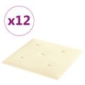 vidaXL Nástenné panely 12 ks krémové 30x30 cm umelá koža 1,08 m²
