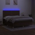 vidaXL Posteľ boxsping s matracom a LED tmavohnedá 160x200 cm látka