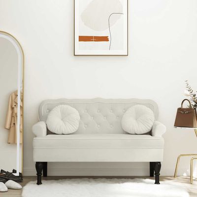 vidaXL Lavička s operadlom krémová 119,5x64,5x75 cm zamat