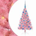 vidaXL Umelý predsvietený vianočný stromček Ružová 120 cm PVC