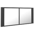 vidaXL LED kúpeľňová zrkadlová skrinka sivá 100x12x45 cm akryl