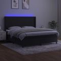 vidaXL Posteľ boxsping s matracom a LED čierna 180x200 cm zamat