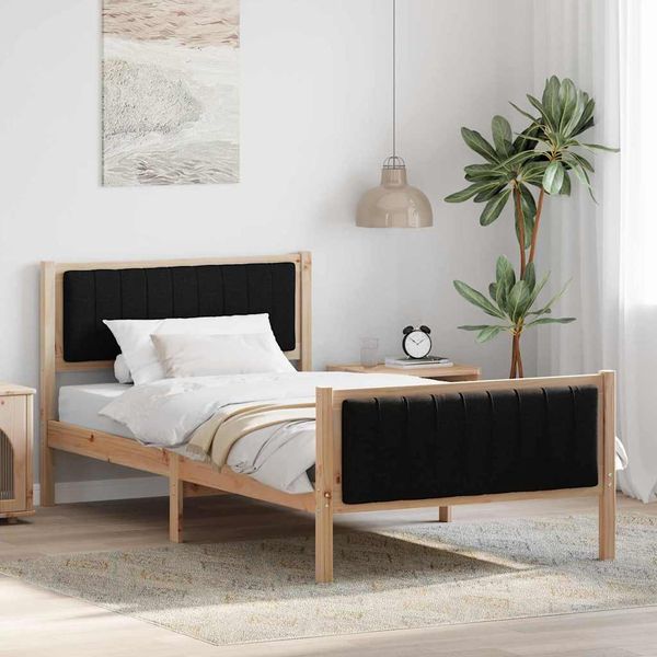 vidaXL Rám postele Hnedá a čierna 100 x 200 cm Borovicový masív