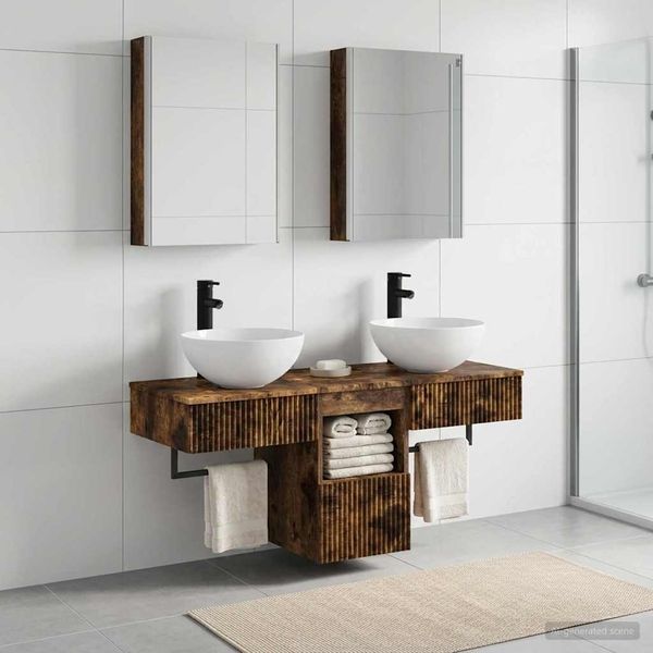 vidaXL Set kabinetov do kúpeľne 5 pcs Dymový dub 43 x 11,5 x 60,5 cm