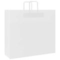vidaXL Papierové tašky 50 ks s rúčkami, biele, 54x15x49 cm