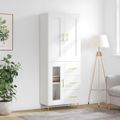 vidaXL Vysoká skrinka biela 69,5x34x180 cm spracované drevo