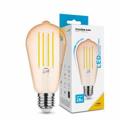 Modee LED Filament Amber ST64 4W E27 300lm, teplá biela, stmievateľná (ML-ST64FA1800K4WE27D)