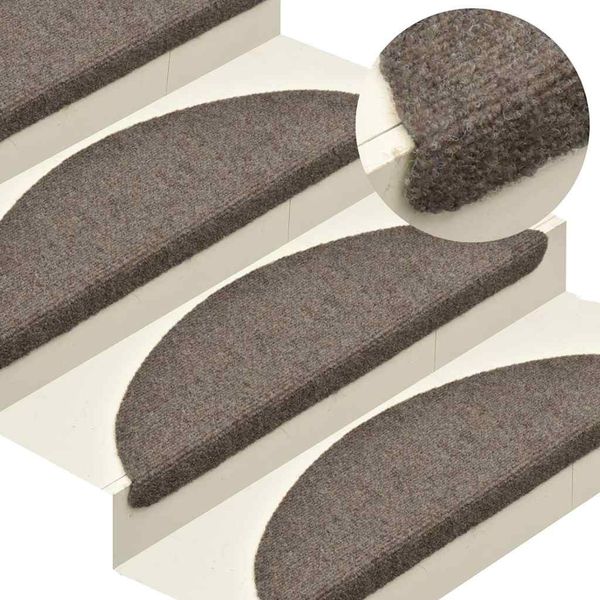 vidaXL Schodové rohože, samolepiace, 5 ks, 65x21x4 cm, béžové, polkruhové, veľké